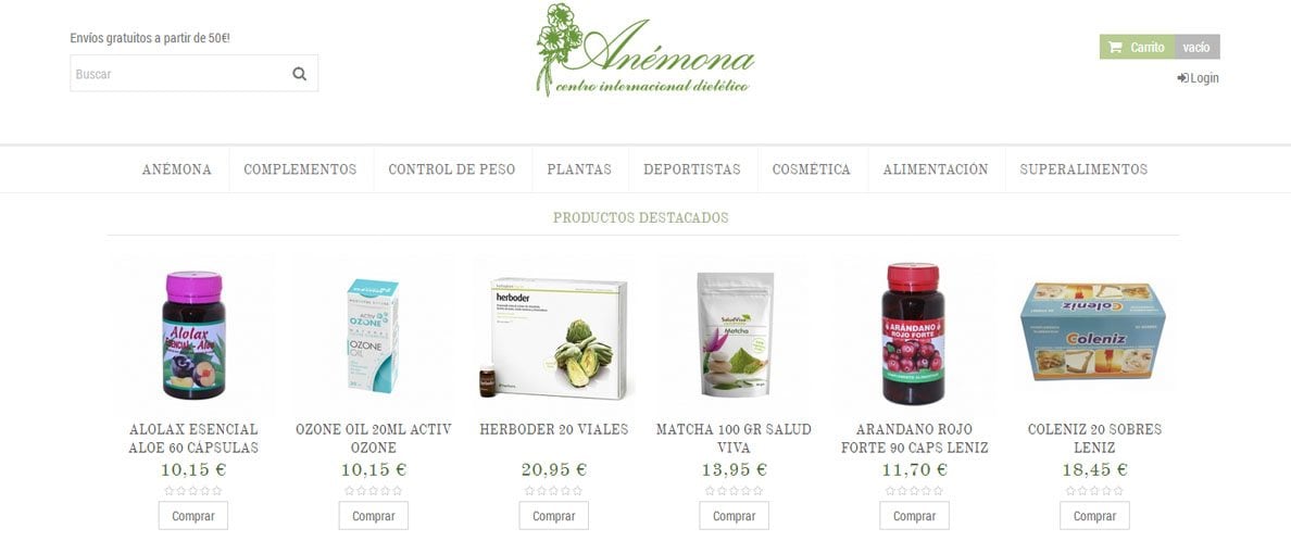 diseño de tienda online en gijón: anemona herbolario